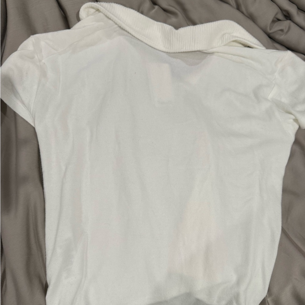 Splendid Cream Short Sleeve Collared Tee - Picture 2 of 3